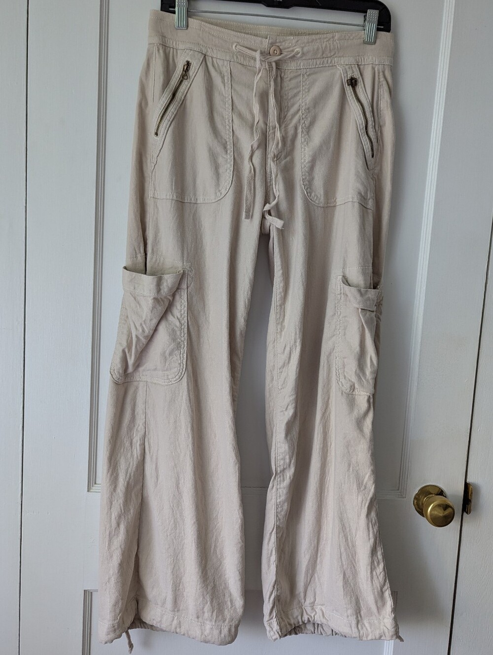 American Eagle Dreamy Drape Baggy Wide Leg Pants Linen Blend Gorpcore 4 Short - Picture 2 of 9